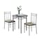 Monarch Specialties Dining Set - 3Pcs Set / Espresso / Silver Metal I 3075 - alternate 1